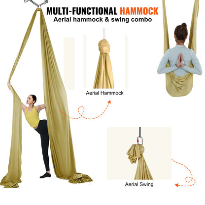 VEVOR Aerial Yoga Hammock & Swing, 4 m Length, Aerial Yoga Starter Kit with 100gsm
