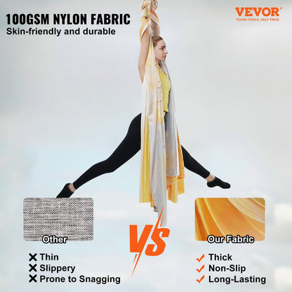 VEVOR Aerial Yoga Hammock & Swing, 5 m Length, Aerial Yoga Starter Kit with 100gsm
