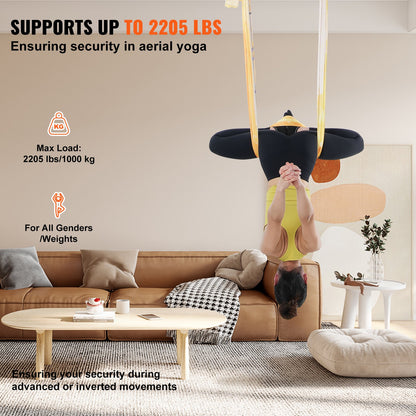 VEVOR Aerial Yoga Hammock & Swing, 5 m Length, Aerial Yoga Starter Kit with 100gsm