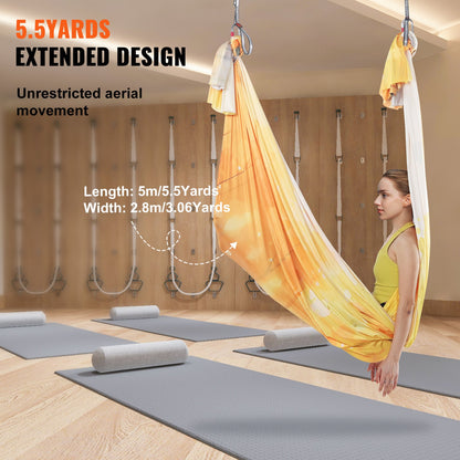 VEVOR Aerial Yoga Hammock & Swing, 5 m Length, Aerial Yoga Starter Kit with 100gsm