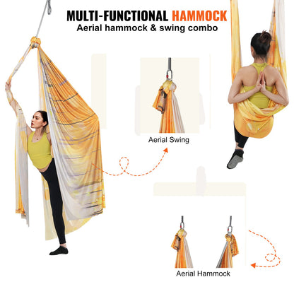 VEVOR Aerial Yoga Hammock & Swing, 5 m Length, Aerial Yoga Starter Kit with 100gsm