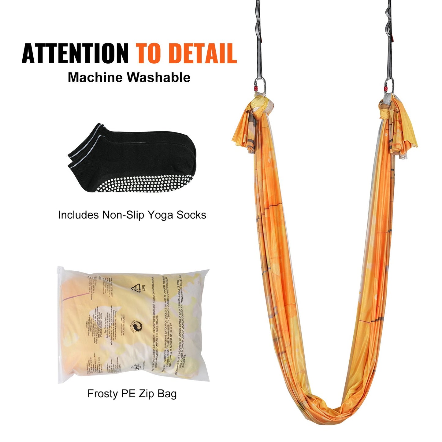 VEVOR Aerial Yoga Hammock & Swing, 5 m Length, Aerial Yoga Starter Kit with 100gsm