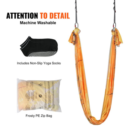 VEVOR Aerial Yoga Hammock & Swing, 5 m Length, Aerial Yoga Starter Kit with 100gsm