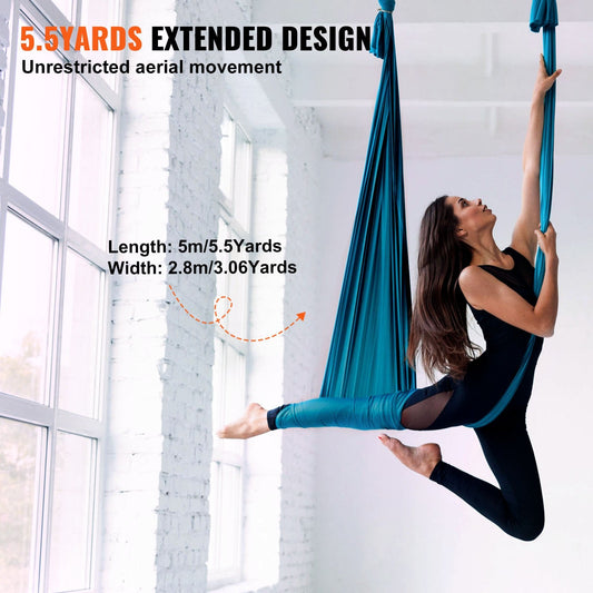 Aerial Yoga Hammock Kit, 5m Nylon, 1000kg Capacity, Green
