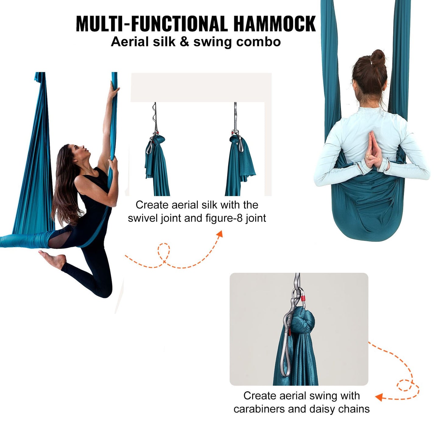 VEVOR Aerial Yoga Hammock & Swing, 5 m Length Aerial Yoga Starter Kit with 100gsm
