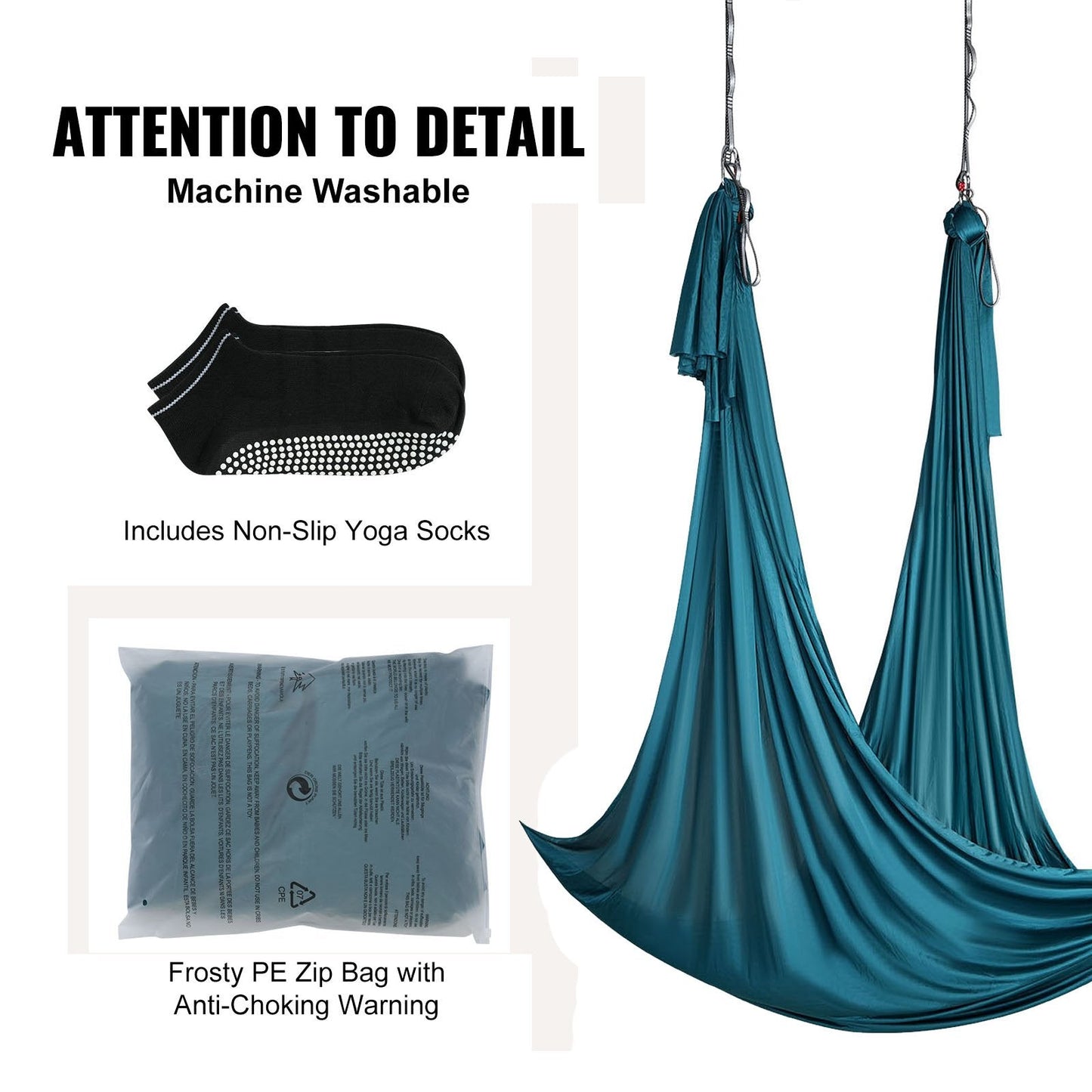 Aerial Yoga Hammock Kit, 5m Nylon, 1000kg Capacity, Green