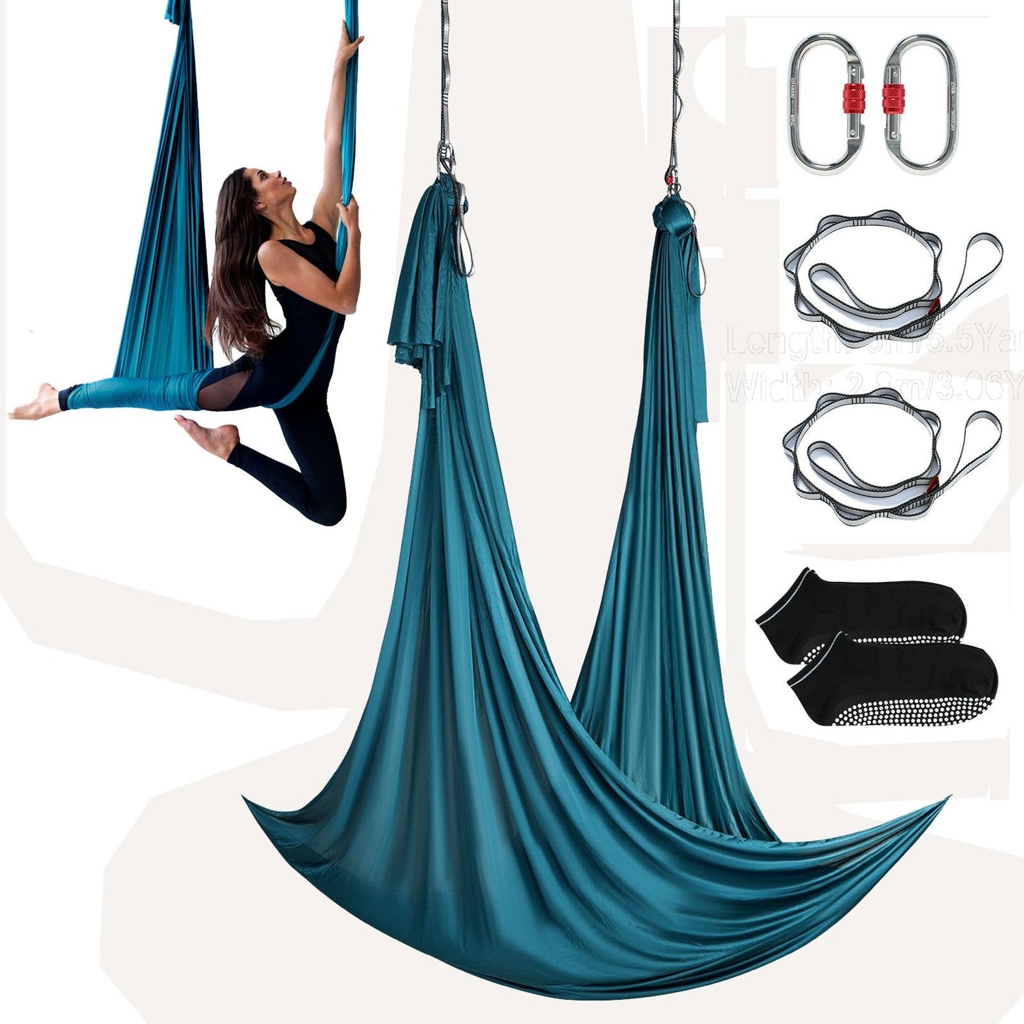 Aerial Yoga Hammock Kit, 5m Nylon, 1000kg Capacity, Green