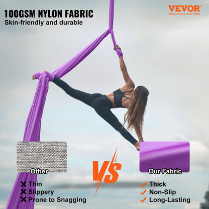 VEVOR Aerial Silk & Yoga Swing, 8 m Length, Aerial Yoga Hammock Kit with 100gsm