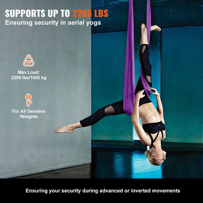 VEVOR Aerial Silk & Yoga Swing, 8 m Length, Aerial Yoga Hammock Kit with 100gsm