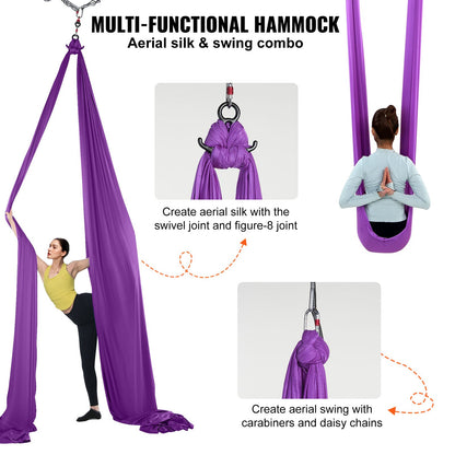 VEVOR Aerial Silk & Yoga Swing, 8 m Length, Aerial Yoga Hammock Kit with 100gsm