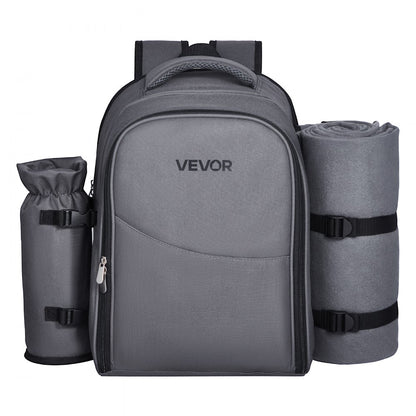 VEVOR Beach Picnic Backpack Bag for 2 Person with Cooler Compartment Grey
