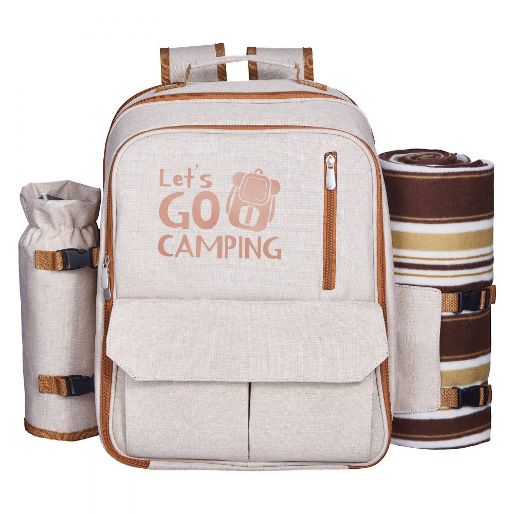 VEVOR Beach Picnic Backpack Bag for 4 Person with Cooler Compartment Blanket