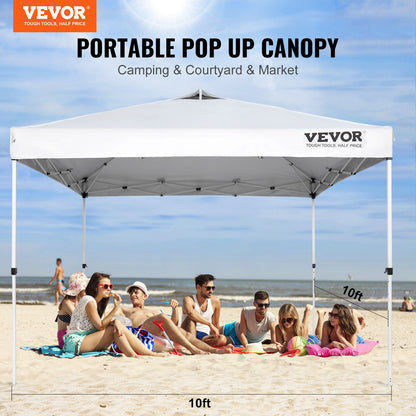 VEVOR Pop Up Canopy Tent, 10 x 10 ft, 250 D PU Silver Coated Tarp, with Portable