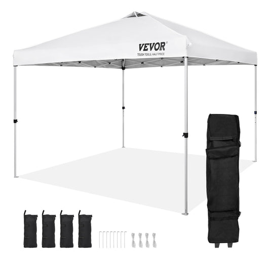 VEVOR Pop Up Canopy Tent, 10 x 10 ft, 250 D PU Silver Coated Tarp, with Portable