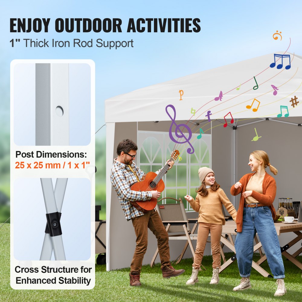 VEVOR Pop Up Canopy 2.95 x 2.95m Pop Up Gazebo Tent with 3 Sidewalls & 2 Windows