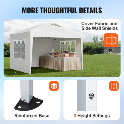 VEVOR Pop Up Canopy 2.95 x 2.95m Pop Up Gazebo Tent with 3 Sidewalls & 2 Windows