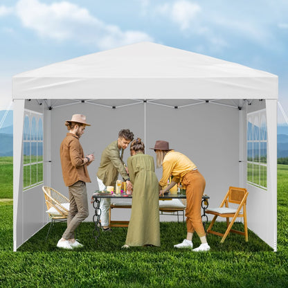 VEVOR Pop Up Canopy 2.95 x 2.95m Pop Up Gazebo Tent with 3 Sidewalls & 2 Windows