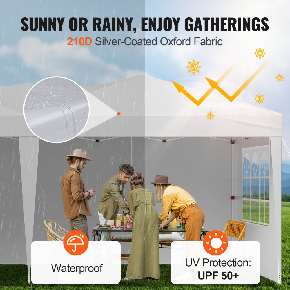 VEVOR Pop Up Canopy 5.9 x 2.96 m Pop Up Gazebo Tent with 3 Sidewalls & 2 Windows