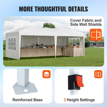 VEVOR Pop Up Canopy 5.9 x 2.96 m Pop Up Gazebo Tent with 3 Sidewalls & 2 Windows
