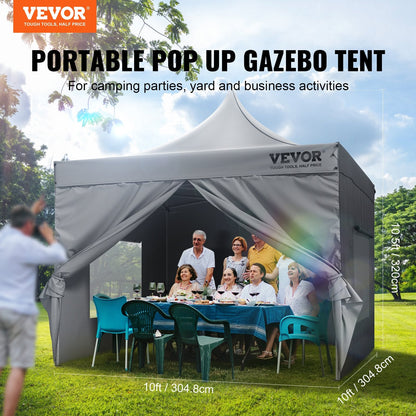 3x3m Pop-Up Canopy Tent with Removable Sidewalls, UV Resistant, Dark Gray