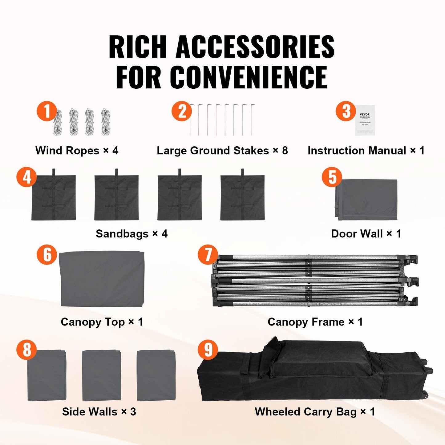 3x3m Pop-Up Canopy Tent with Removable Sidewalls, UV Resistant, Dark Gray