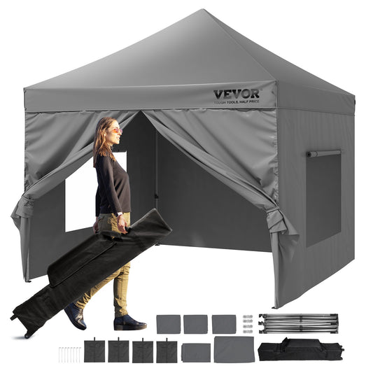 VEVOR  304.8 x 304.8 cm Pop up Canopy with Removable Sidewalls, Instant Canopies