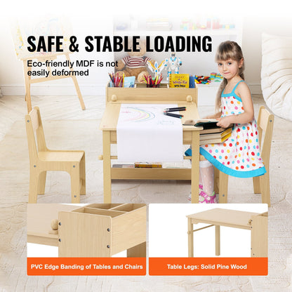 Kids Art & Craft Table Set with Chairs and Storage Cabinet, Ages 2-8
