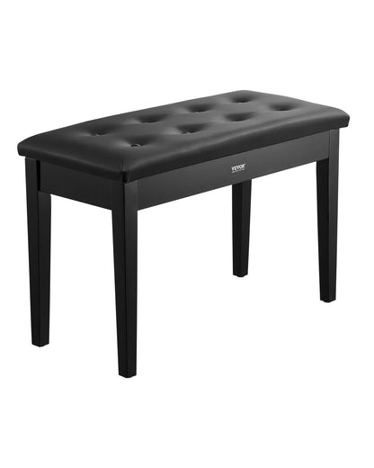VEVOR Duet Piano Keyboard Bench Storage Padded Seat Wooden Vanity Bookcase Stool