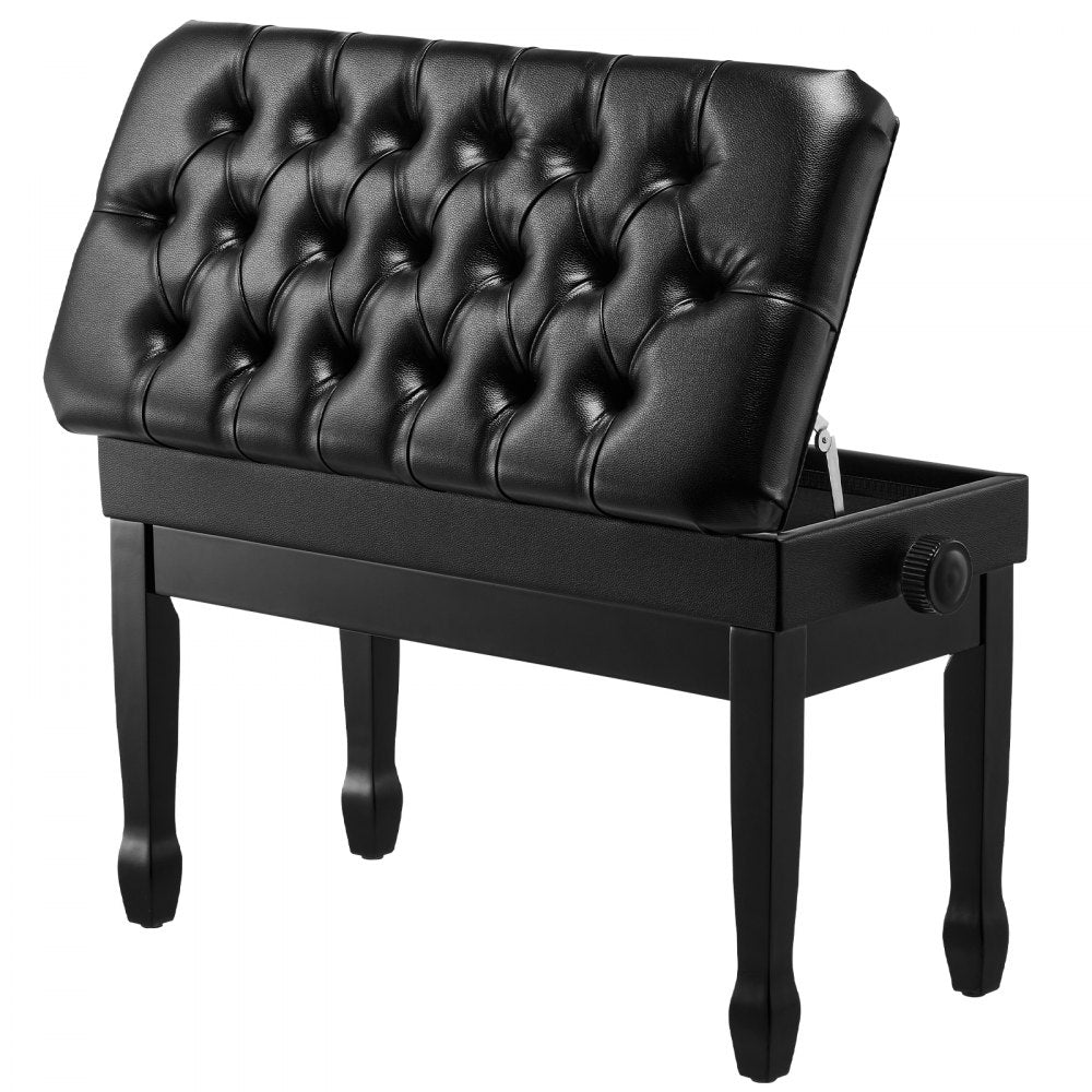 VEVOR Adjustable Piano Keyboard Bench Storage Padded Seat Wooden Bookcase Stool