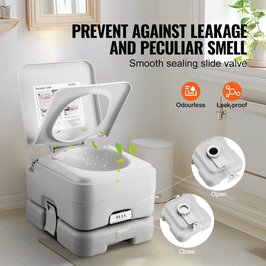 Portable Camping Toilet with 12L Waste & Flush Tanks, Leak-Proof Design
