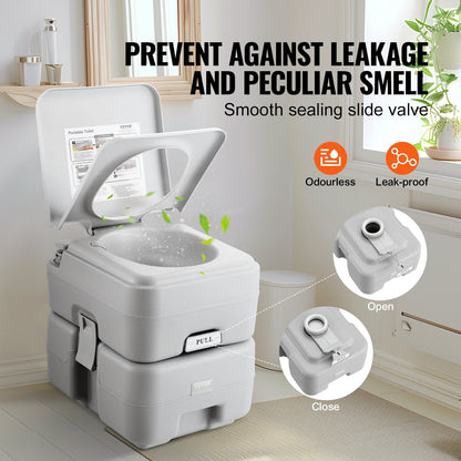 Portable Camping Toilet with Carry Bag, 20L Waste Tank & 12L Flush Tank