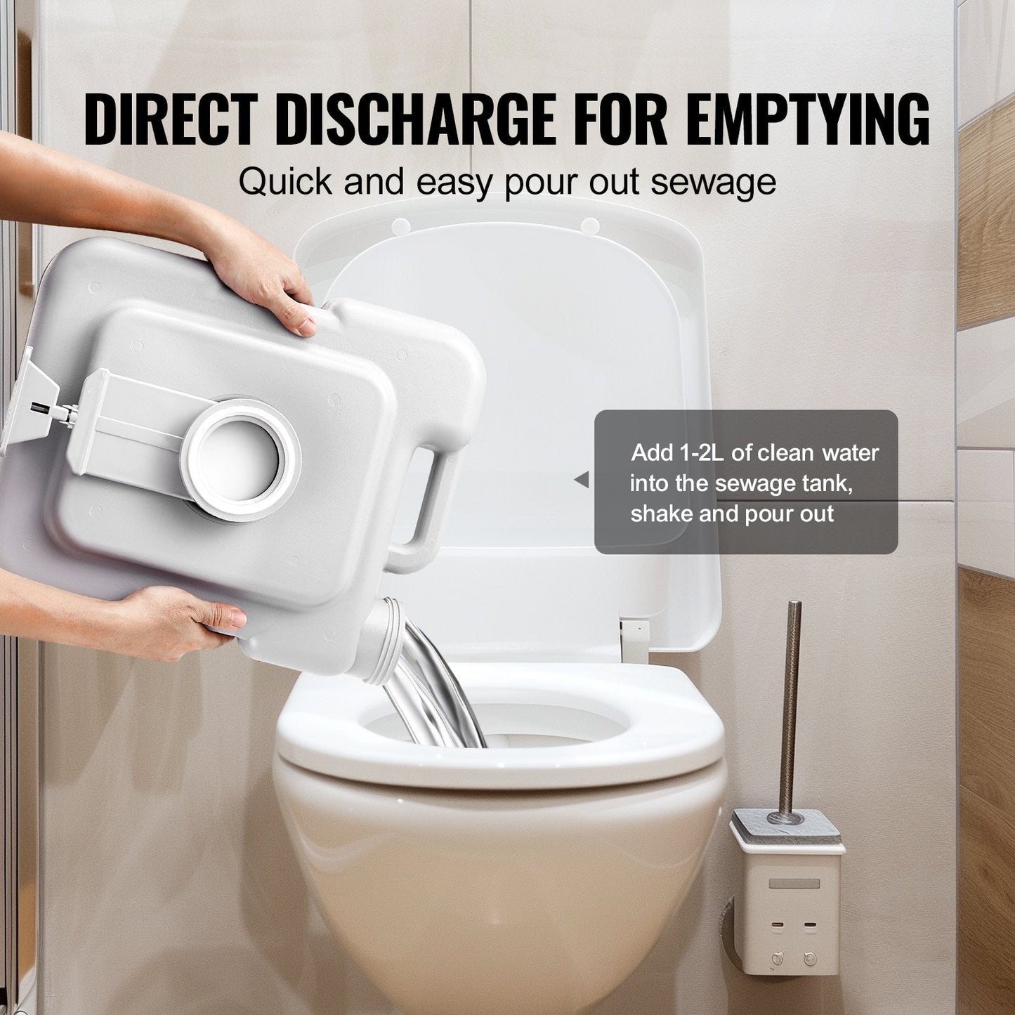 Portable Camping Toilet with Carry Bag, 20L Waste Tank & 12L Flush Tank