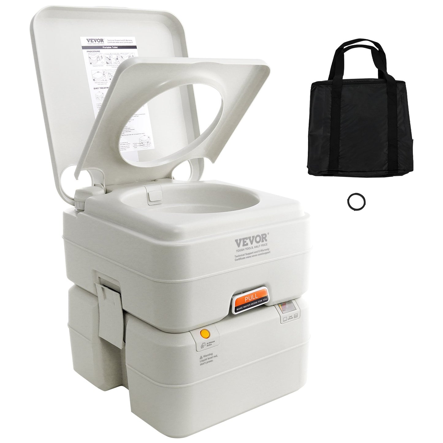 VEVOR Portable Toilet for Camping, Porta Potty with Carry Bag, 5.3 Gal Waste Tank