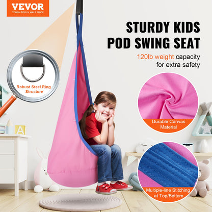VEVOR Kids Pod Swing Seat, Hanging Hammock Chair with LED Lights Strings, Inflatable