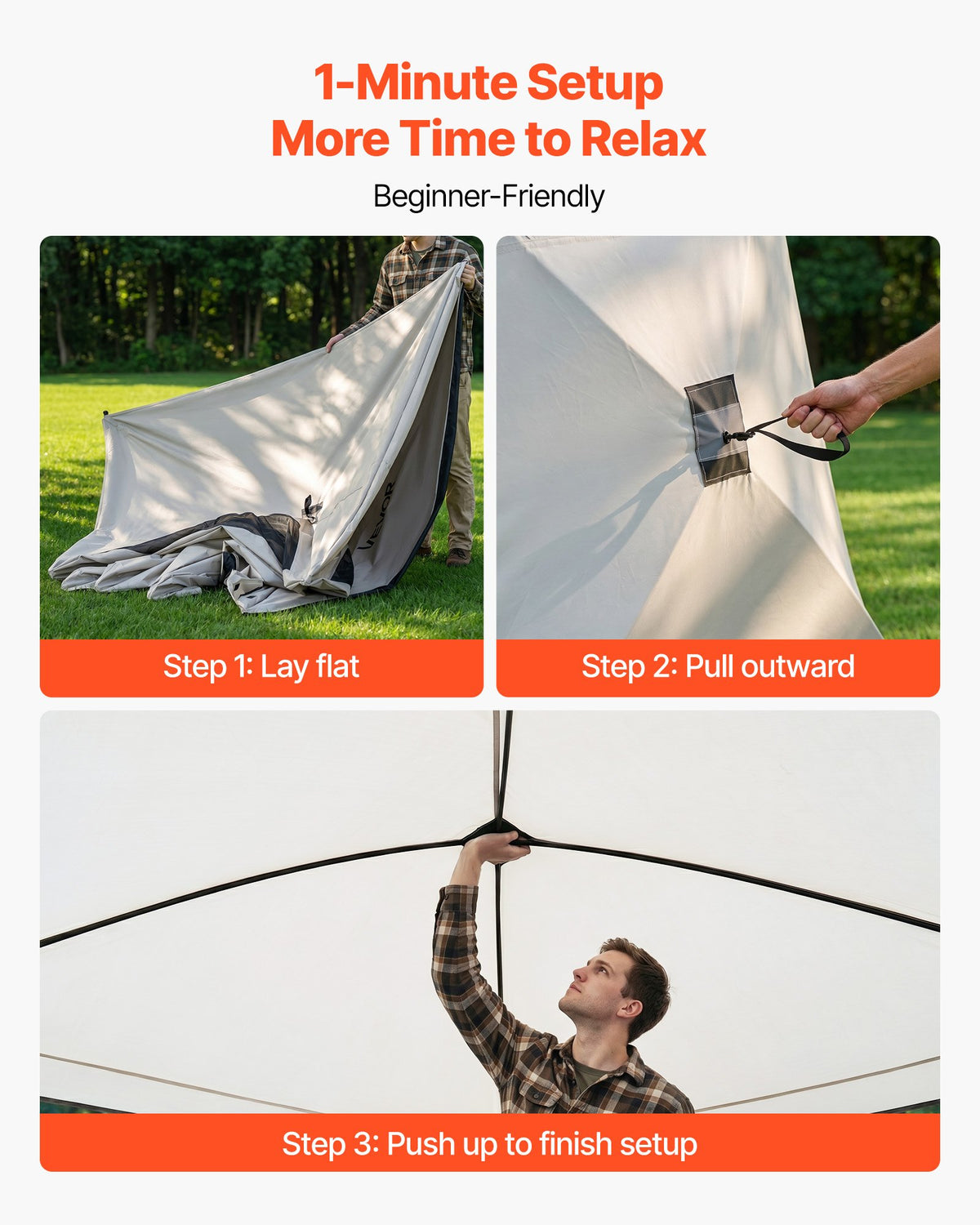Camping Tent, 4 Person Pop Up Instant Cabin Tent with Large Mesh Windows, 60 Seconds Easy Setup, Portable Cabin Hub Tents with Carry Bag for Family Outdoor Camping & Hiking, Upgraded Ventilation