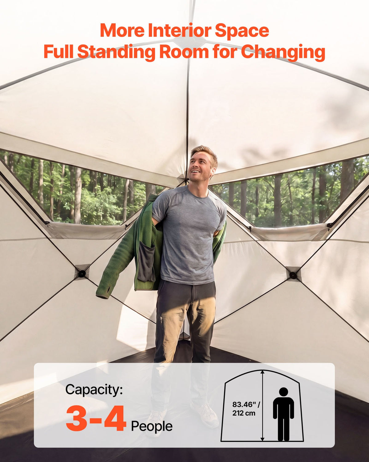 Camping Tent, 4 Person Pop Up Instant Cabin Tent with Large Mesh Windows, 60 Seconds Easy Setup, Portable Cabin Hub Tents with Carry Bag for Family Outdoor Camping & Hiking, Upgraded Ventilation