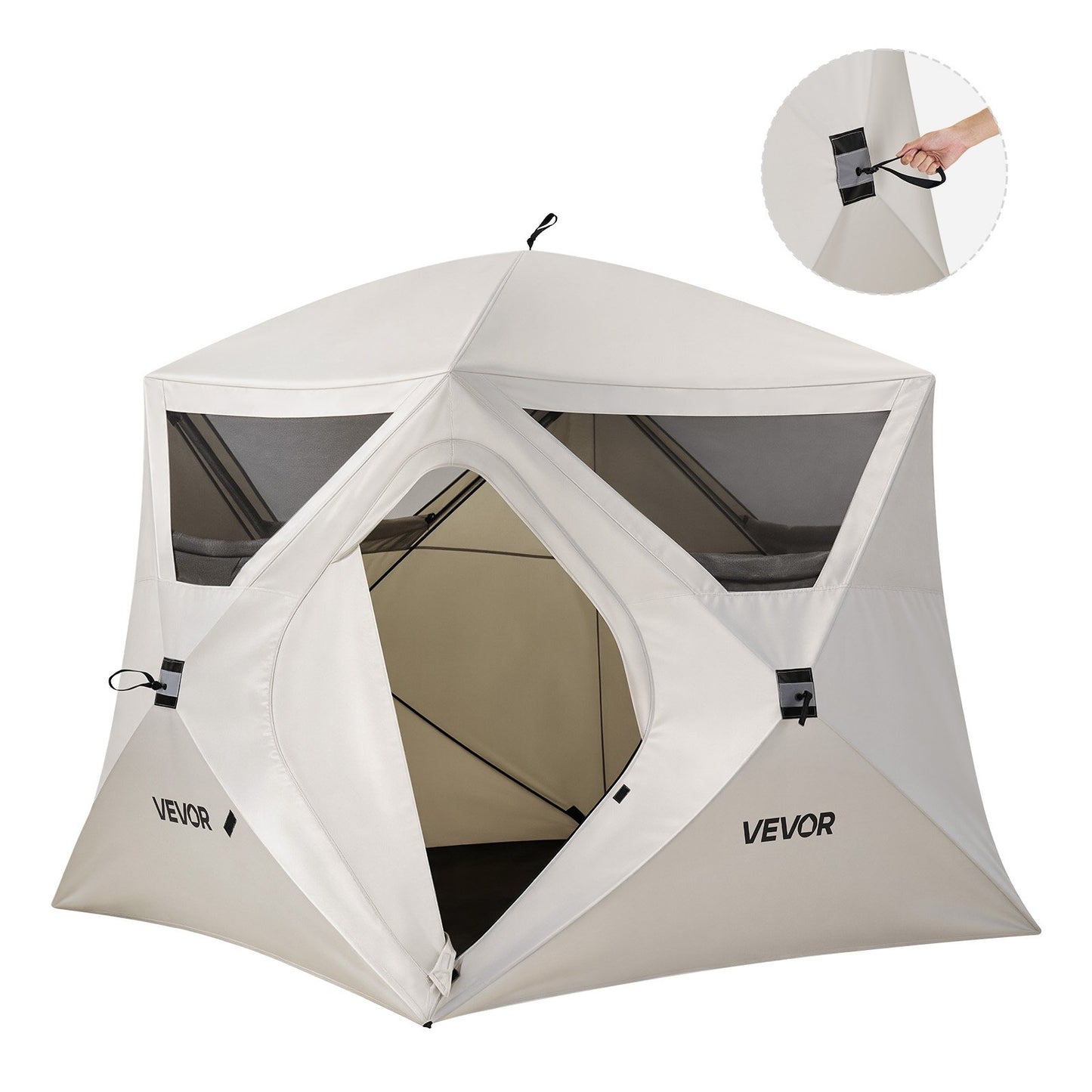 Camping Tent, 4 Person Pop Up Instant Cabin Tent with Large Mesh Windows, 60 Seconds Easy Setup, Portable Cabin Hub Tents with Carry Bag for Family Outdoor Camping & Hiking, Upgraded Ventilation