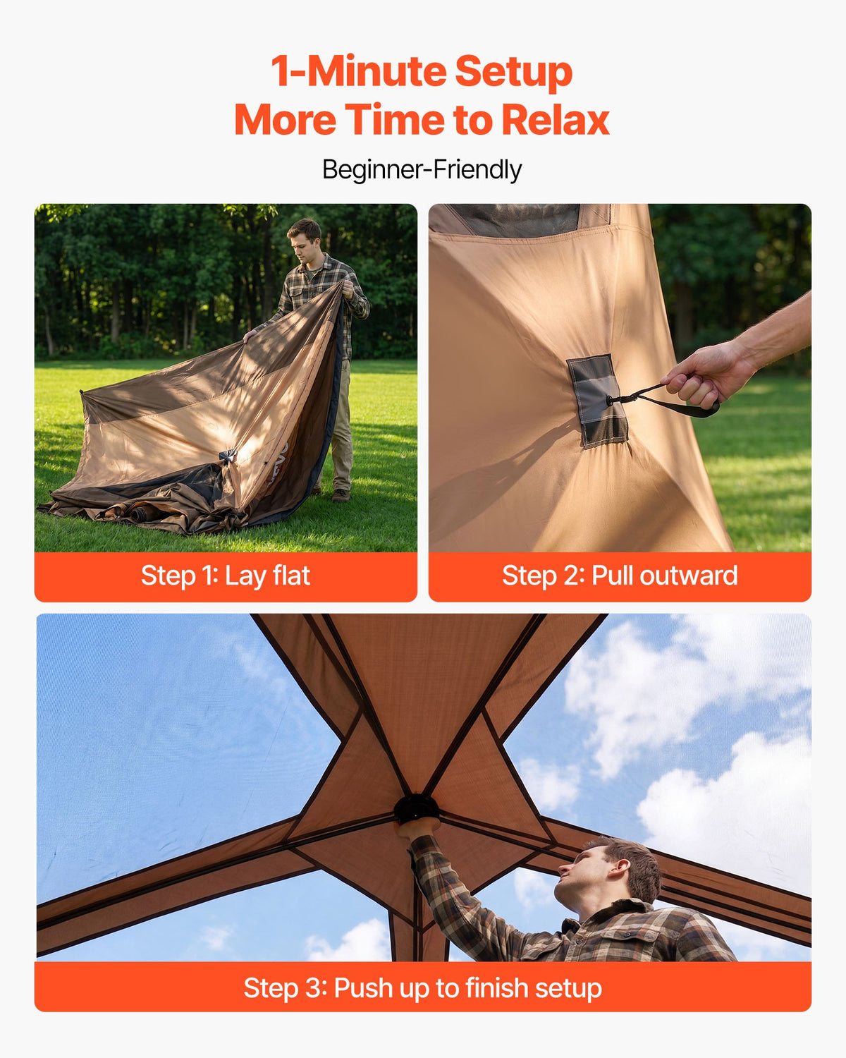 Camping Tent, 6 Person Pop Up Instant Cabin Tent with Rainfly & Large Mesh Windows, 60 Seconds Easy Setup, Portable Waterproof Cabin Hub Tents with Carry Bag for Family Outdoor Camping & Hiking
