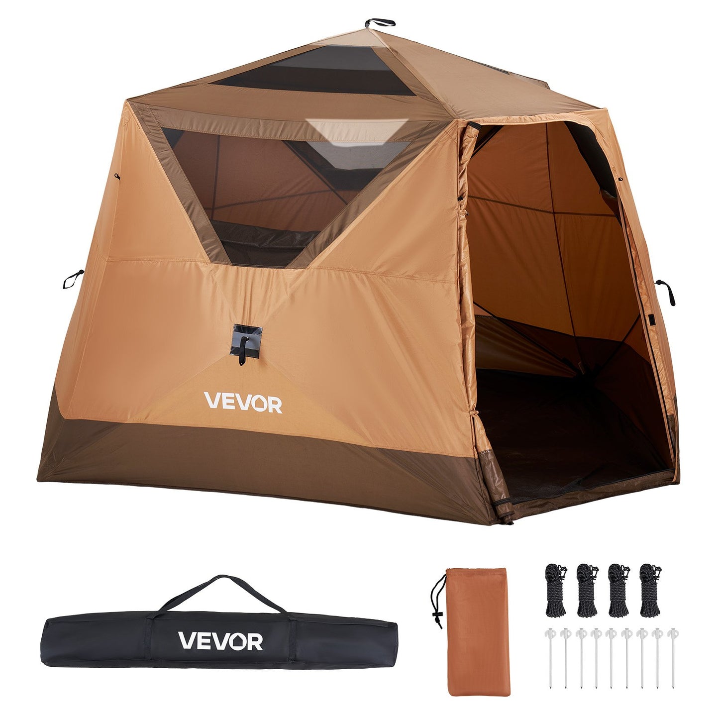 Camping Tent, 6 Person Pop Up Instant Cabin Tent with Rainfly & Large Mesh Windows, 60 Seconds Easy Setup, Portable Waterproof Cabin Hub Tents with Carry Bag for Family Outdoor Camping & Hiking