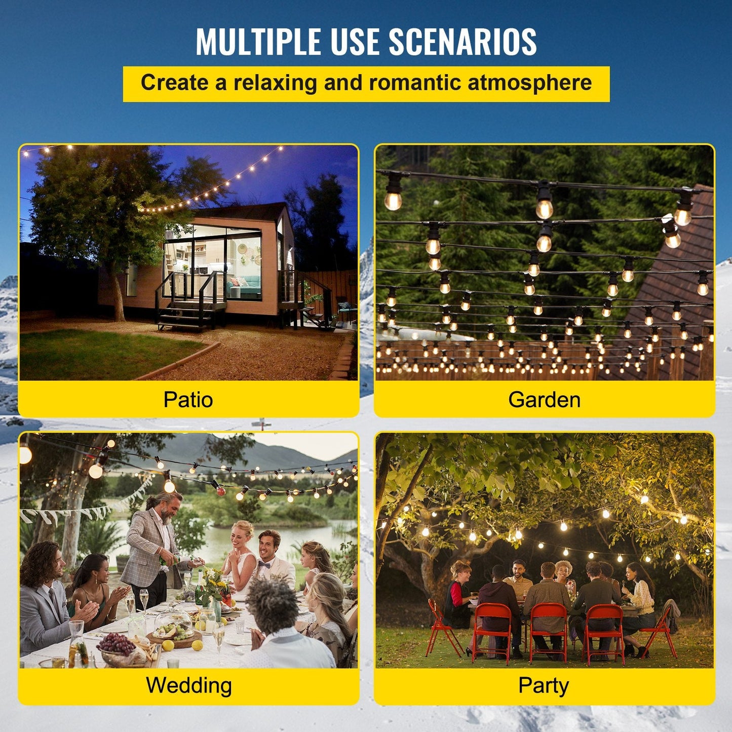 Outdoor Steel String Light Poles, 3.2m, Set of 4 for Patio and Backyard