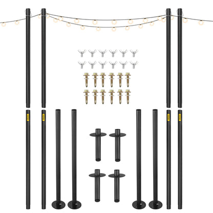 VEVOR String Light Poles Outdoor Metal Pole 10.6FT 4PCS Steel for Patio Backyard