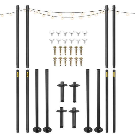 VEVOR String Light Poles Outdoor Metal Pole 10.6FT 4PCS Steel for Patio Backyard