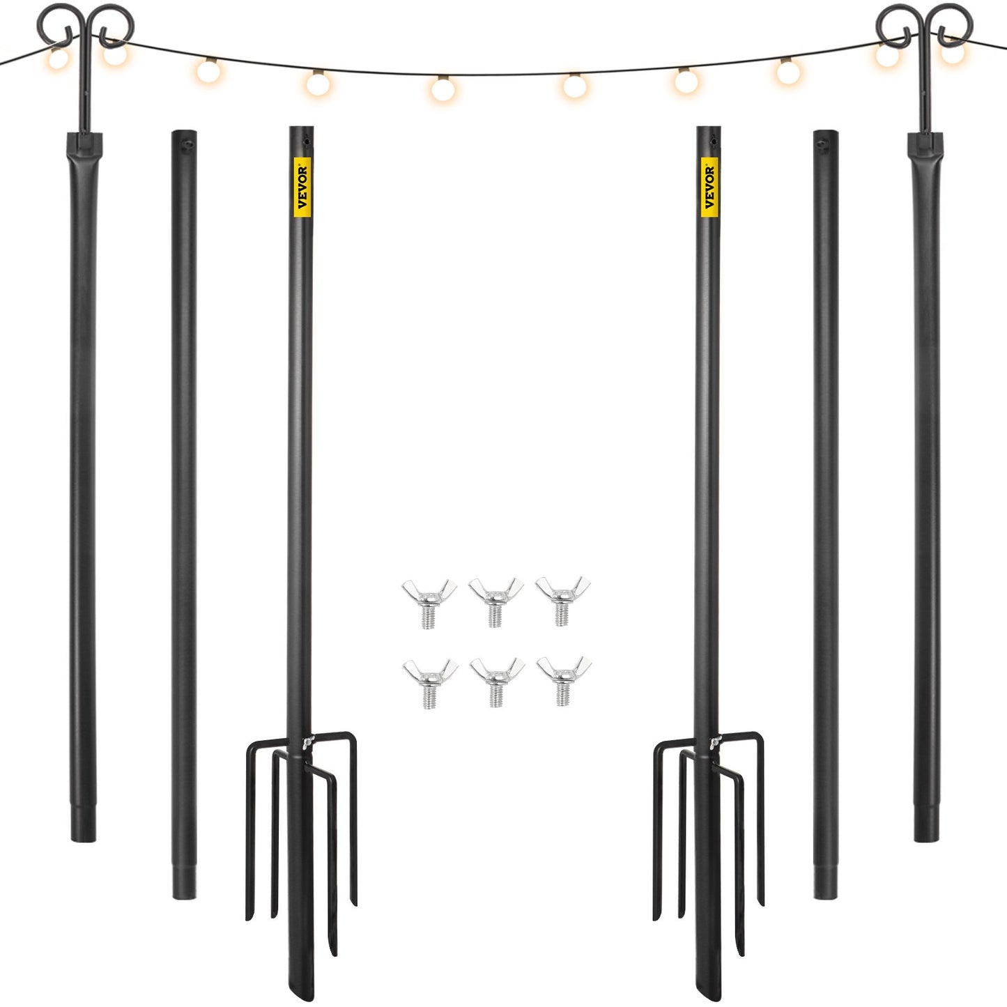 VEVOR String Light Poles, 2 Pack 9.7 FT, Outdoor Powder Coated Stainless Steel Lamp