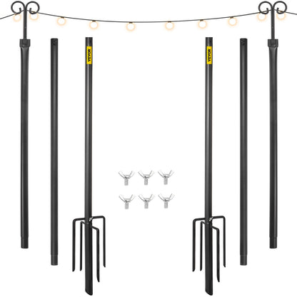 VEVOR String Light Poles, 2 Pack 9.7 FT, Outdoor Powder Coated Stainless Steel Lamp