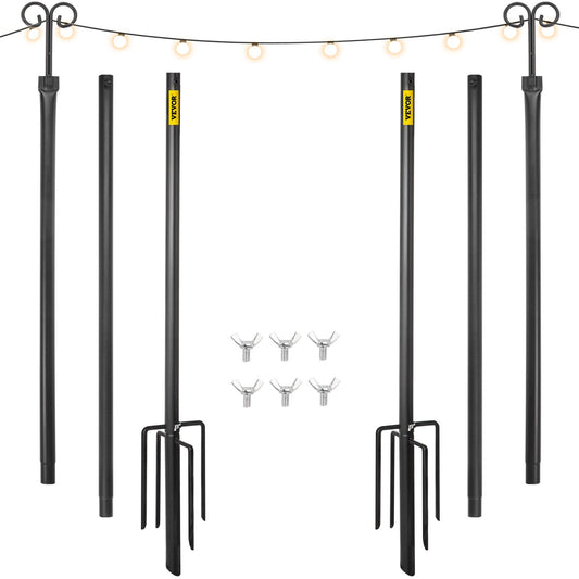 VEVOR String Light Poles, 2 Pack 9.7 FT, Outdoor Powder Coated Stainless Steel Lamp