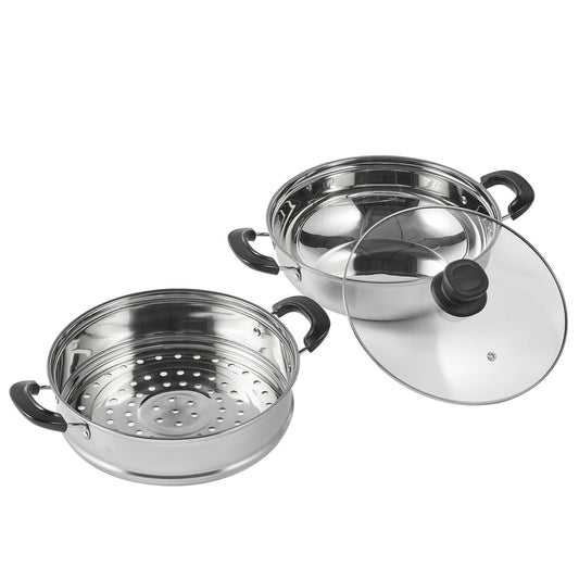 VEVOR Steamer Pot, 28cm Steamer Pot for Cooking with 3QT Stock Pot and Vegetable