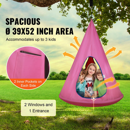 Children's Hanging Hammock Chair with Adjustable Rope, 113 kg Capacity, Pink