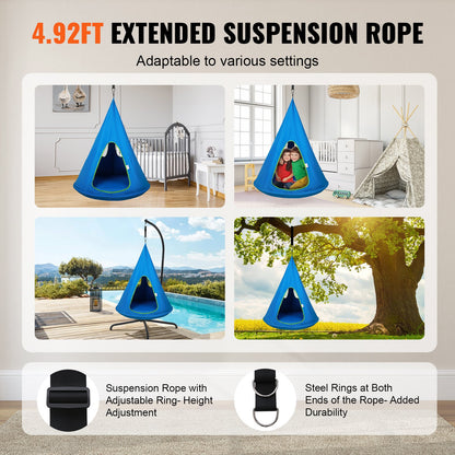VEVOR Kids Nest Swing Chair, Hanging Hammock Chair with Adjustable Rope, Hammock