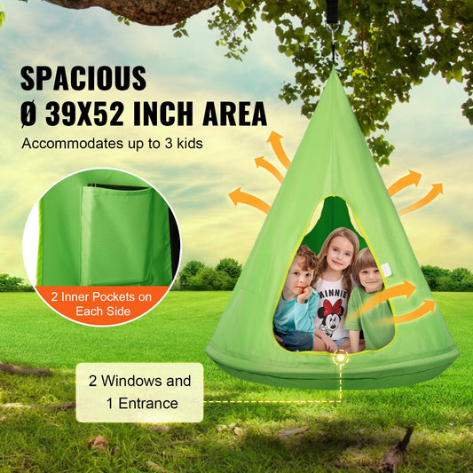 Kids Nest Hammock Swing Chair with Adjustable Rope, 113 kg Capacity, Green