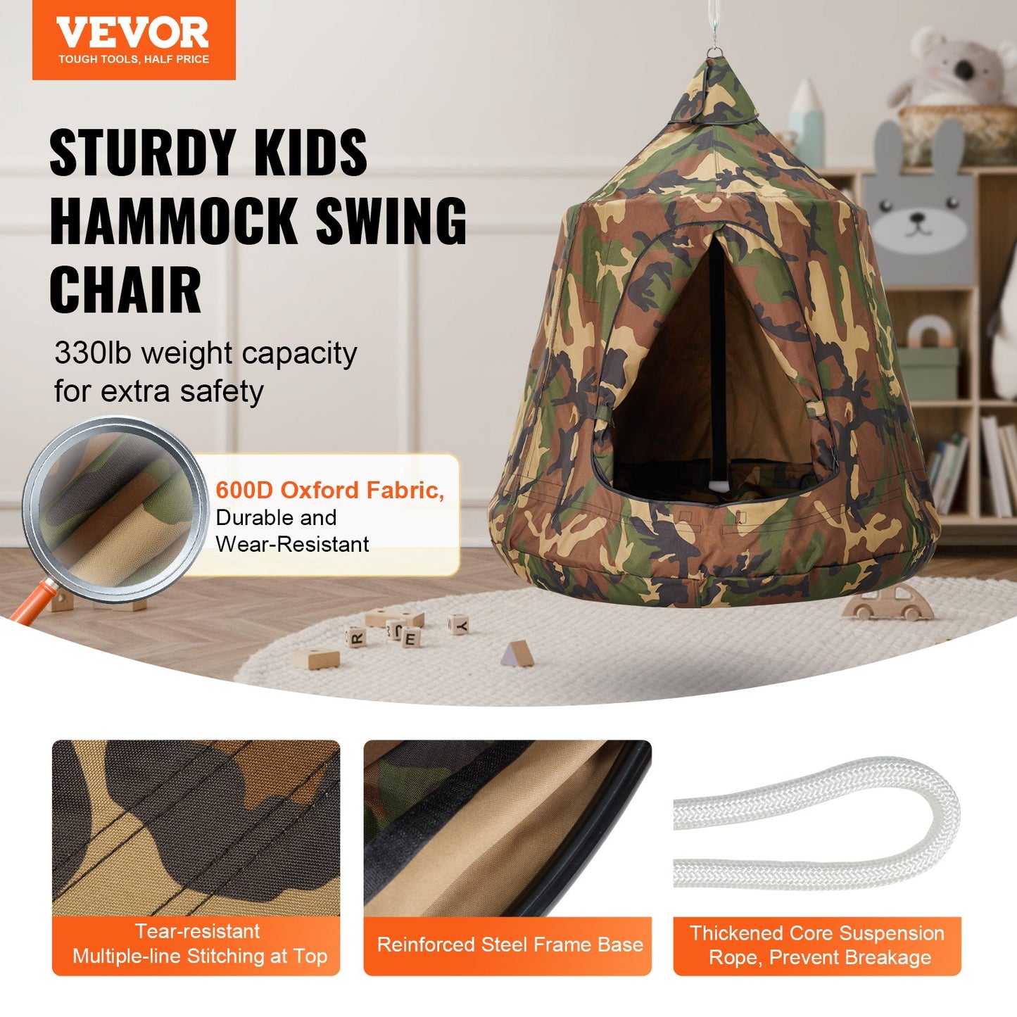 VEVOR Hanging Tree Tent, 330 LBS Capacity Hanging Tent Swing for Indoor and Outdoor